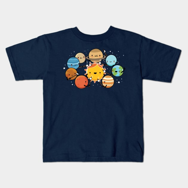 Planets camping Kids T-Shirt by wawawiwa